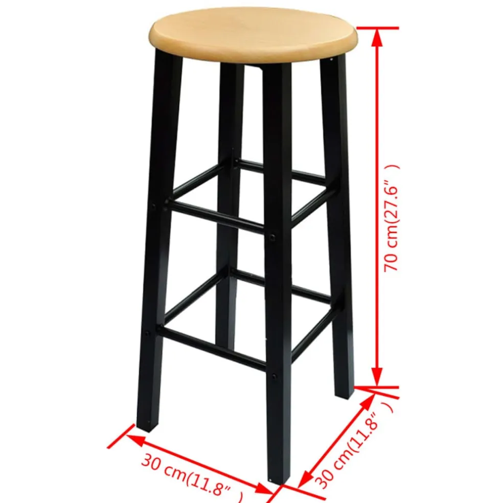 vidaXL Eetset hout met zwart staal tan