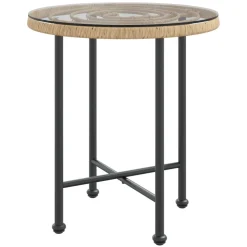 vidaXL Eettafel Ø50 cm gehard glas en staal