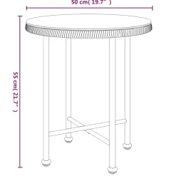 vidaXL Eettafel Ø50 cm gehard glas en staal