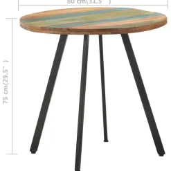 vidaXL Eettafel 80 cm massief gerecycled hout