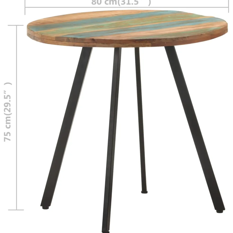 vidaXL Eettafel 80 cm massief gerecycled hout