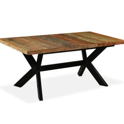 vidaXL Eettafel 180 cm massief gerecycled hout en stalen kruis