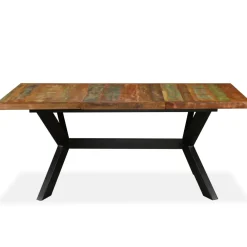 vidaXL Eettafel 180 cm massief gerecycled hout en stalen kruis