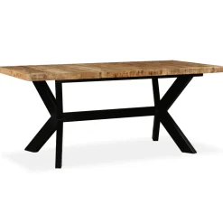 vidaXL Eettafel 180 cm massief mangohout en stalen kruis