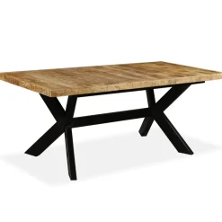 vidaXL Eettafel 180 cm massief mangohout en stalen kruis
