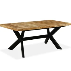 vidaXL Eettafel 180 cm massief mangohout en stalen kruis