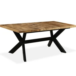 vidaXL Eettafel 180 cm massief mangohout en stalen kruis
