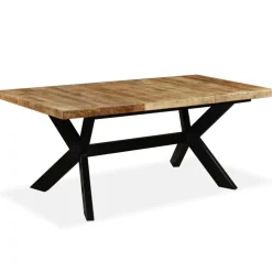vidaXL Eettafel 180 cm massief mangohout en stalen kruis