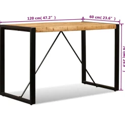 vidaXL Eettafel 120 cm massief ruw mangohout