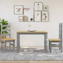vidaXL Eettafel Corona 112x60x75 cm massief grenenhout grijs