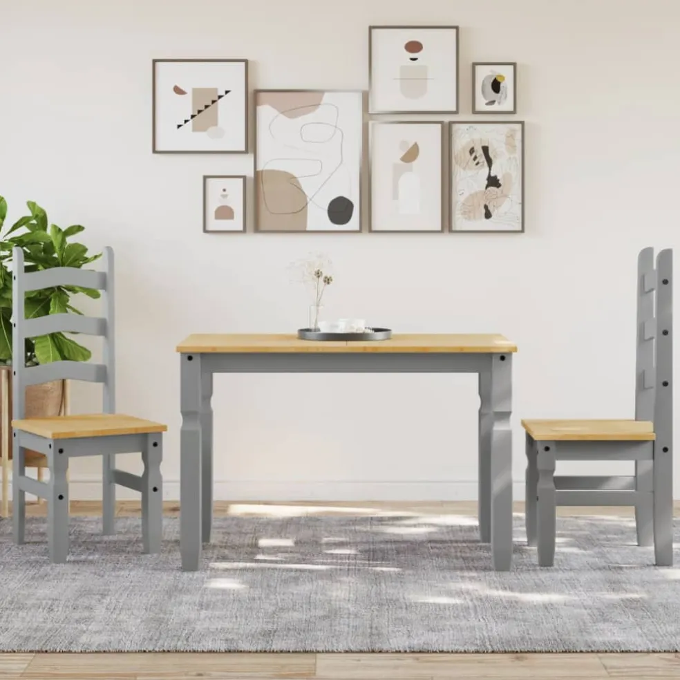 vidaXL Eettafel Corona 112x60x75 cm massief grenenhout grijs
