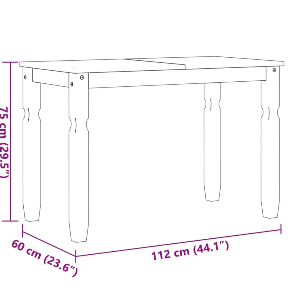 vidaXL Eettafel Corona 112x60x75 cm massief grenenhout grijs