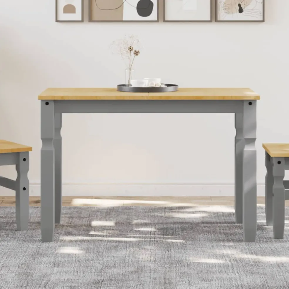 vidaXL Eettafel Corona 112x60x75 cm massief grenenhout grijs
