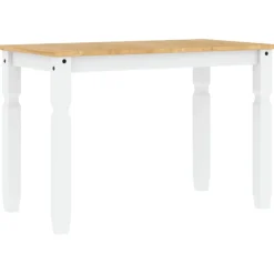 vidaXL Eettafel Corona 112x60x75 cm massief grenenhout wit