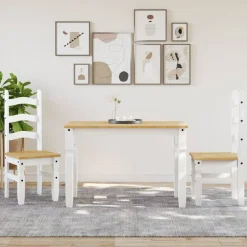 vidaXL Eettafel Corona 112x60x75 cm massief grenenhout wit