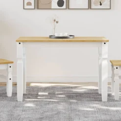 vidaXL Eettafel Corona 112x60x75 cm massief grenenhout wit