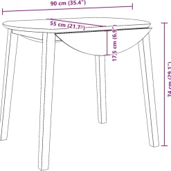 vidaXL Eettafel massief hout naturel rubber