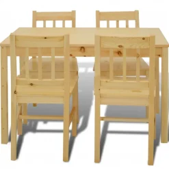 vidaXL Eettafel met 4 stoelen hout naturel