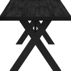 vidaXL Eettafel NOAIN 160 cm Massief grenenhout Zwart Rechthoekig