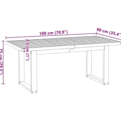 vidaXL Eettafel NOAIN U-vormige poten 180x90x75 cm massief grenenhout