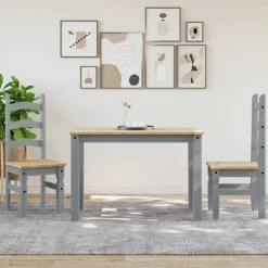 vidaXL Eettafel Panama 112x60x75 cm massief grenenhout grijs