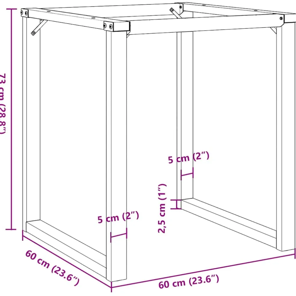 vidaXL Eettafelpoten O-frame 60x60x73 cm staal