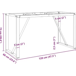 vidaXL Eettafelpoten O-frame 120x60x73 cm staal