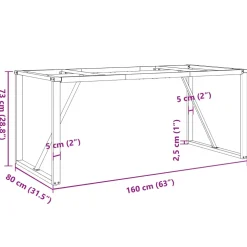 vidaXL Eettafelpoten O-frame 160x80x73 cm staal