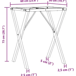 vidaXL Eettafelpoten X-frame 60x50x73 cm staal