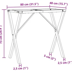 vidaXL Eettafelpoten X-frame 80x40x73 cm staal