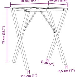 vidaXL Eettafelpoten X-frame 50x40x73 cm staal