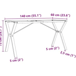 vidaXL Eettafelpoten Y-frame 140x60x73 cm staal