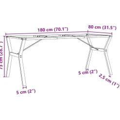 vidaXL Eettafelpoten Y-frame 180x80x73 cm staal