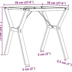 vidaXL Eettafelpoten Y-frame 70x70x73 cm staal