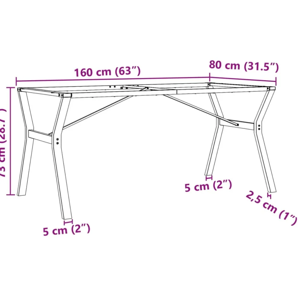 vidaXL Eettafelpoten Y-frame 160x80x73 cm staal