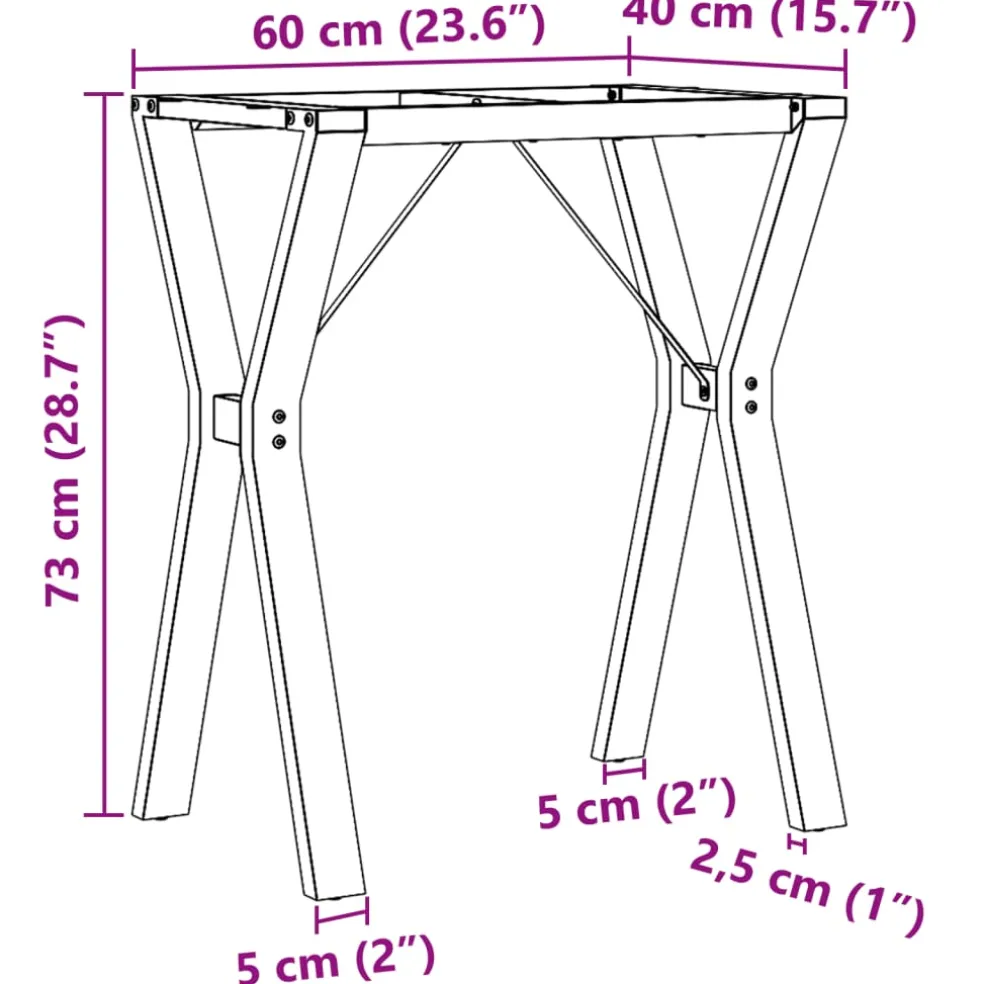vidaXL Eettafelpoten Y-frame 60x40x73 cm staal