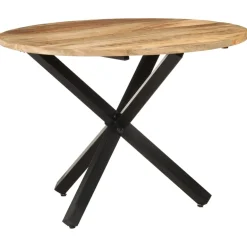 vidaXL Eettafel rond 100x100x75 cm ruw mangohout