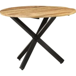 vidaXL Eettafel rond 100x100x75 cm ruw mangohout