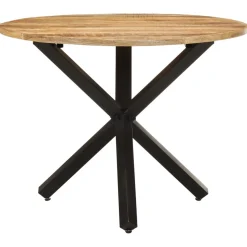 vidaXL Eettafel rond 100x100x75 cm ruw mangohout