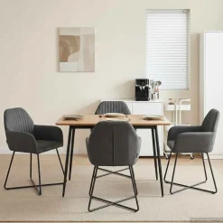 vidaXL Eettafelstoelen 4 st fluweel Donkergrijs 55 x 50 x 84 cm