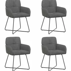 vidaXL Eettafelstoelen 4 st fluweel Donkergrijs 59 x 56,5 x 86 cm