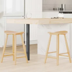 vidaXL Eettafelstoelen 2 st Massief Rubberhout Naturel 46 x 37 x 63 cm