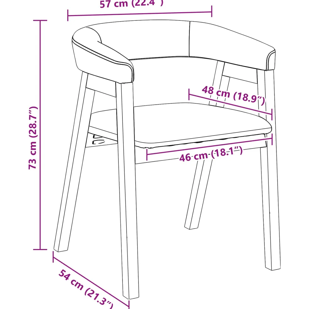 vidaXL Eettafelstoelen 2 st Massief Rubberhout Wit 54 x 57 x 73 cm