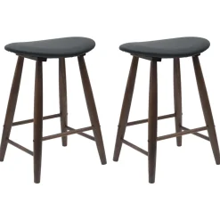 vidaXL Eettafelstoelen 2 st Massief Rubberhout Licht Bruin