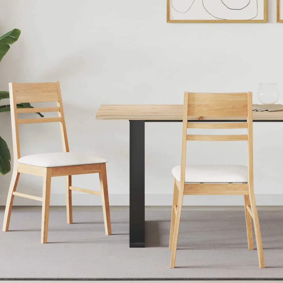 vidaXL Eettafelstoelen 2 st Massief Rubberhout Naturel 43 x 54 x 89 cm