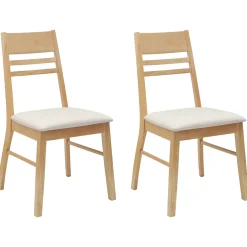vidaXL Eettafelstoelen 2 st Massief Rubberhout Naturel 43 x 54 x 89 cm