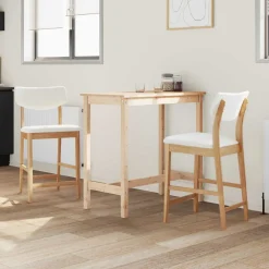 vidaXL Eettafelstoelen 2 st Massief Rubberhout Naturel 48 x 49 x 95 cm
