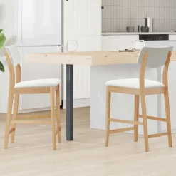 vidaXL Eettafelstoelen 2 st Massief Rubberhout Naturel 48 x 49 x 95 cm