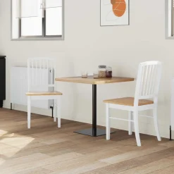 vidaXL Eettafelstoelen 2 st Massief Rubberhout Wit 50 x 52,5 x 91 cm