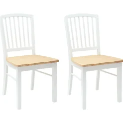 vidaXL Eettafelstoelen 2 st Massief Rubberhout Wit 50 x 52,5 x 91 cm